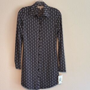 NWT BeBop Women's Stylish Black and White  Button Down Dress Mini Size Small